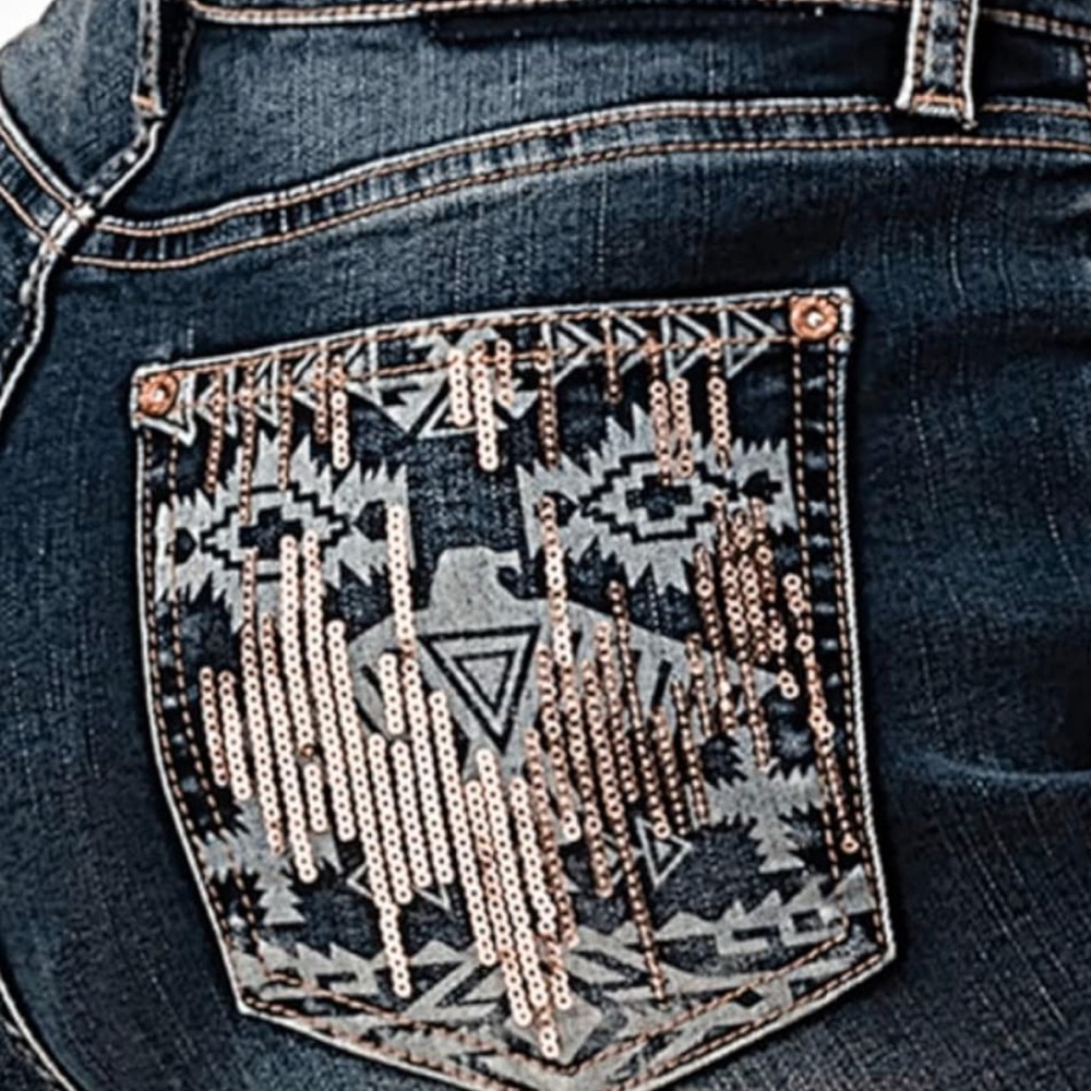 Women's Blue Jeans with Sequin Detail